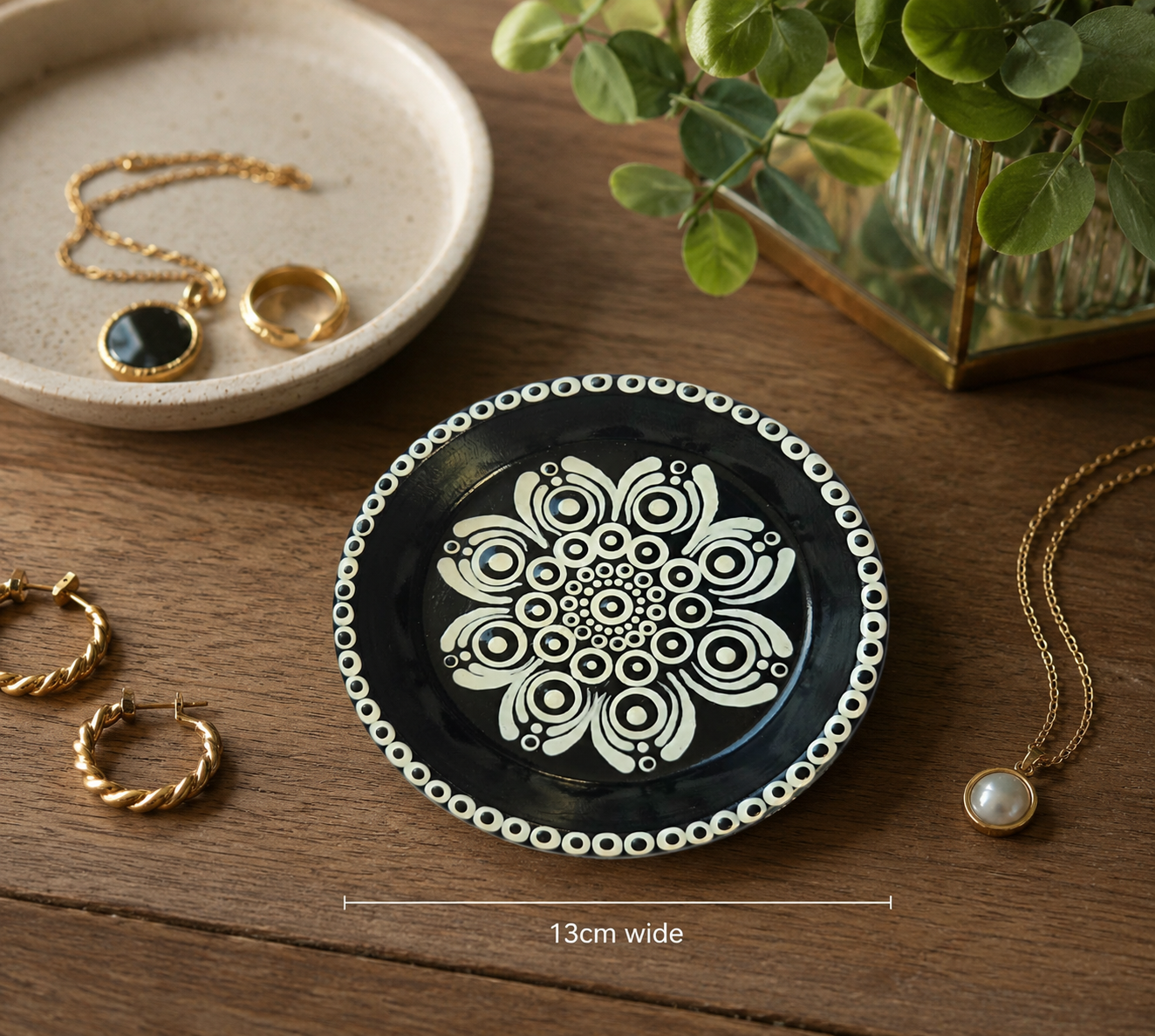 Trinket Dish Black and White  - One Of A Kind Artwork