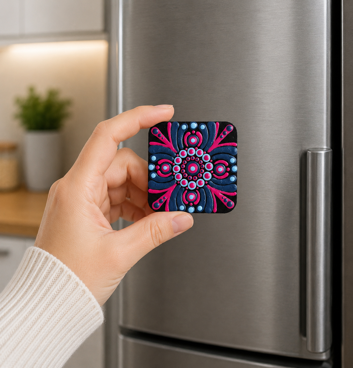 Mini Mandala Fridge Magnet  - One Of A Kind Artwork - Only One Available