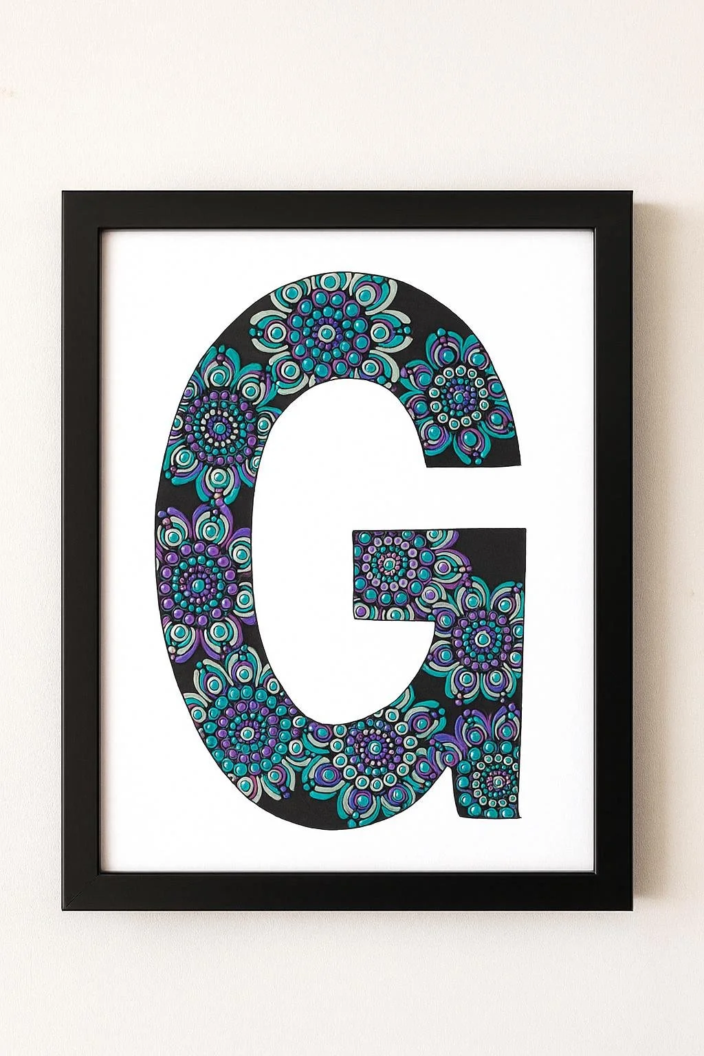 Mandala Initial Letter G - 21.5cm x 28 cm