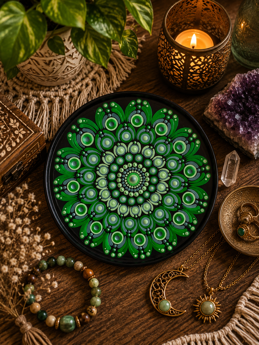 Mandala Trinket Dish - 17cm -  One Of A Kind Original Artwork