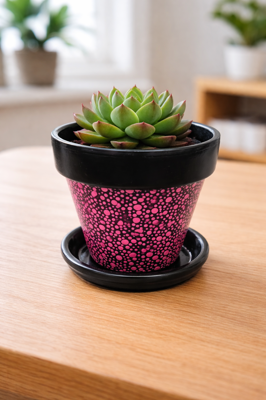 Pink Terracotta Polka Dot Pot - 17cm