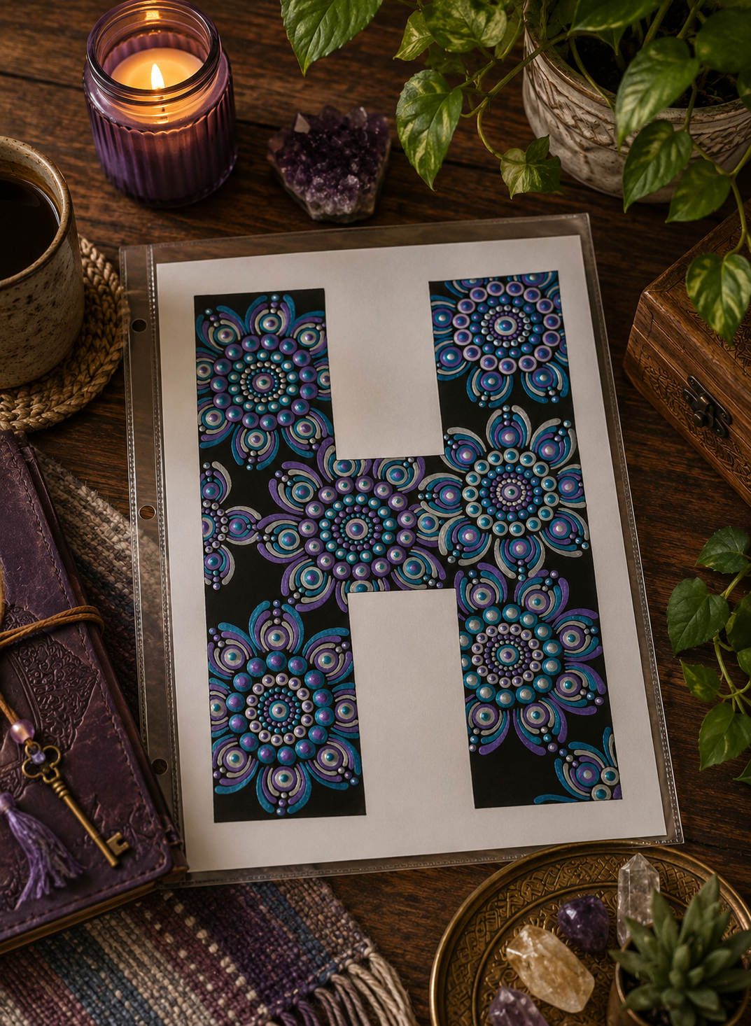 A4 Mandala Initial Letter - H  - One Of A Kind Artwork