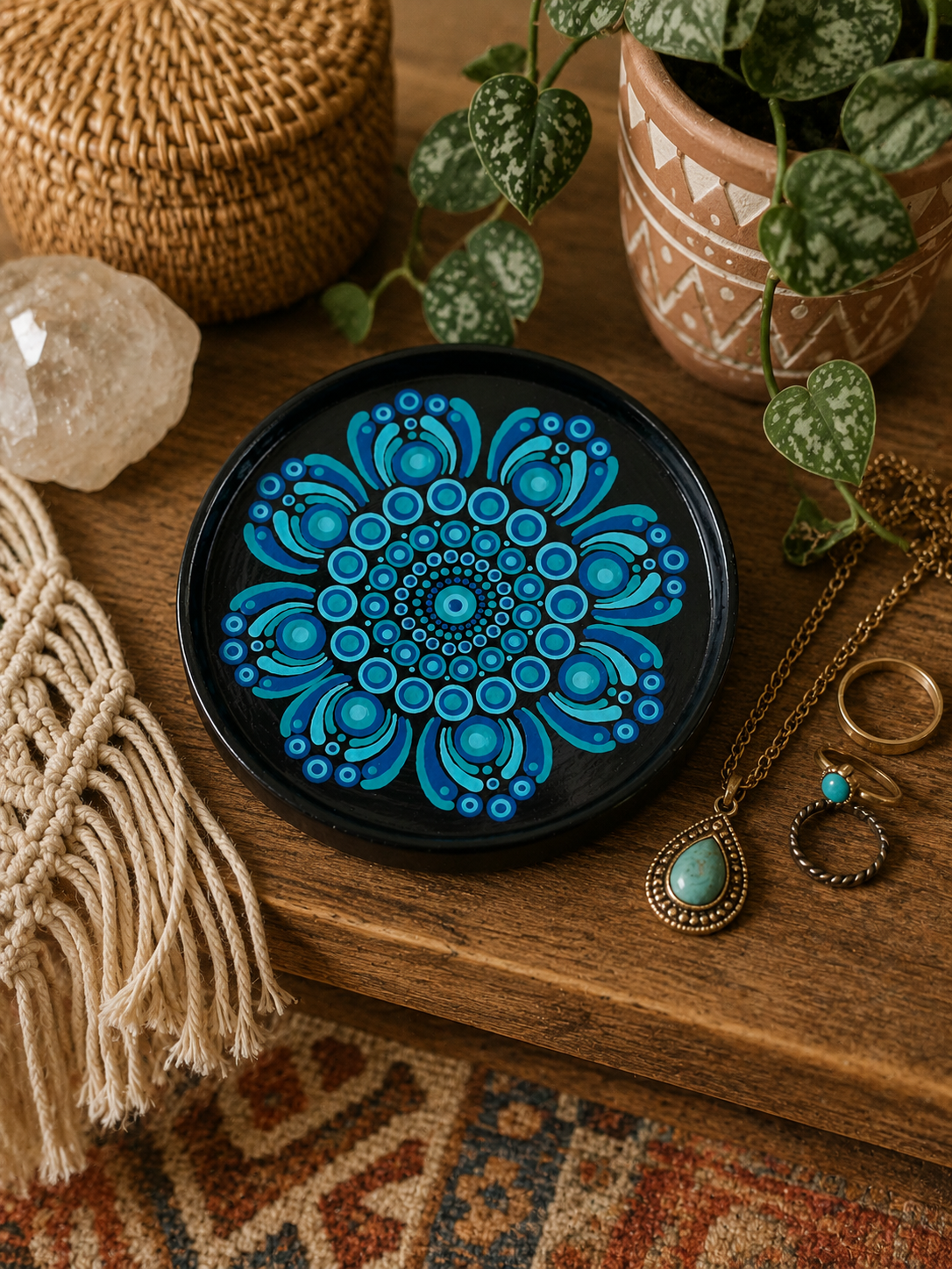 Mandala Trinket Dish - 17cm -  One Of A Kind Original Artwork