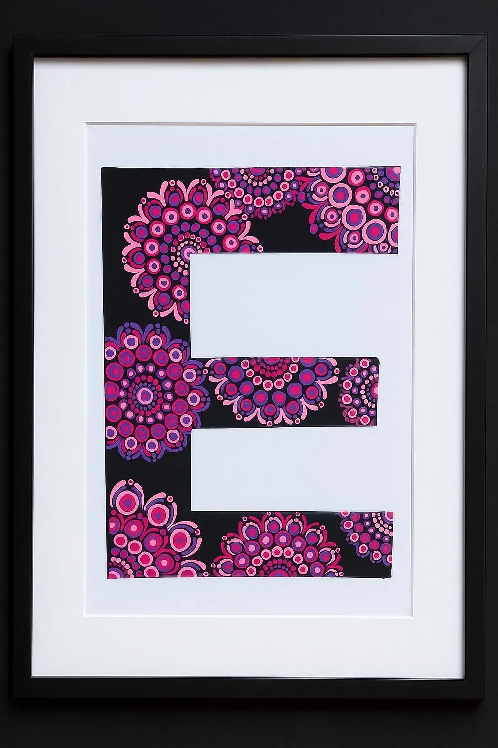 Mandala Initial Letter E - 21.5cm x 28 cm