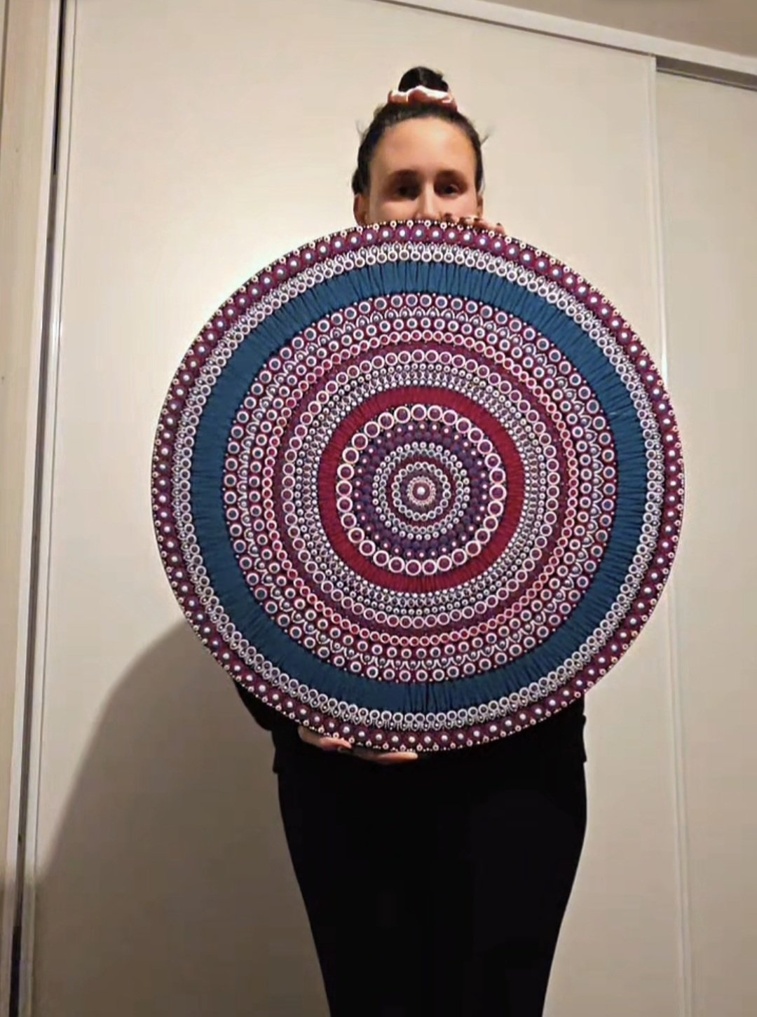 Round Hand Painted Mandala Wooden Wall Art 60cm WIDE