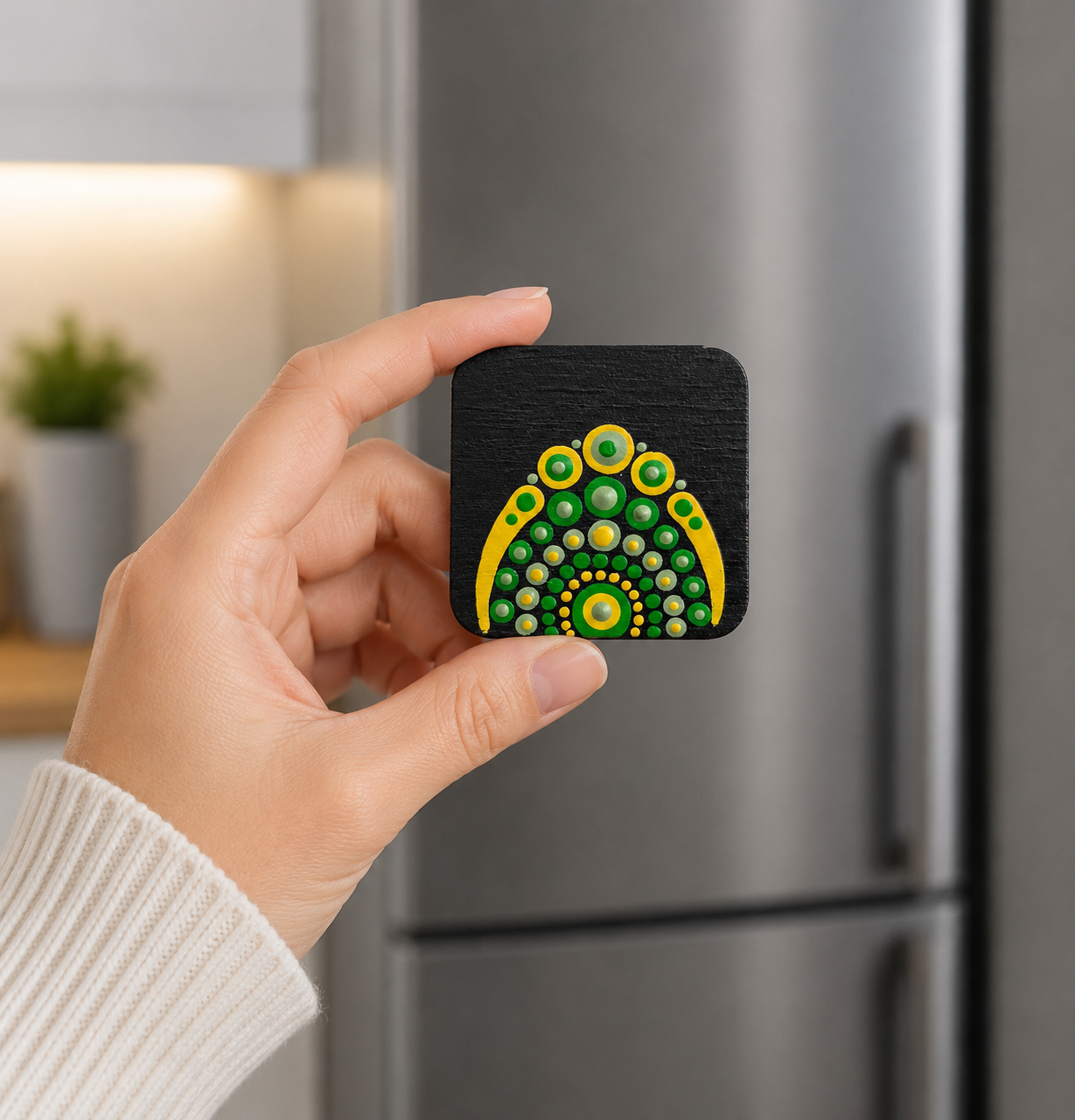 Mini Mandala Fridge Magnet  - One Of A Kind Artwork - Only One Available
