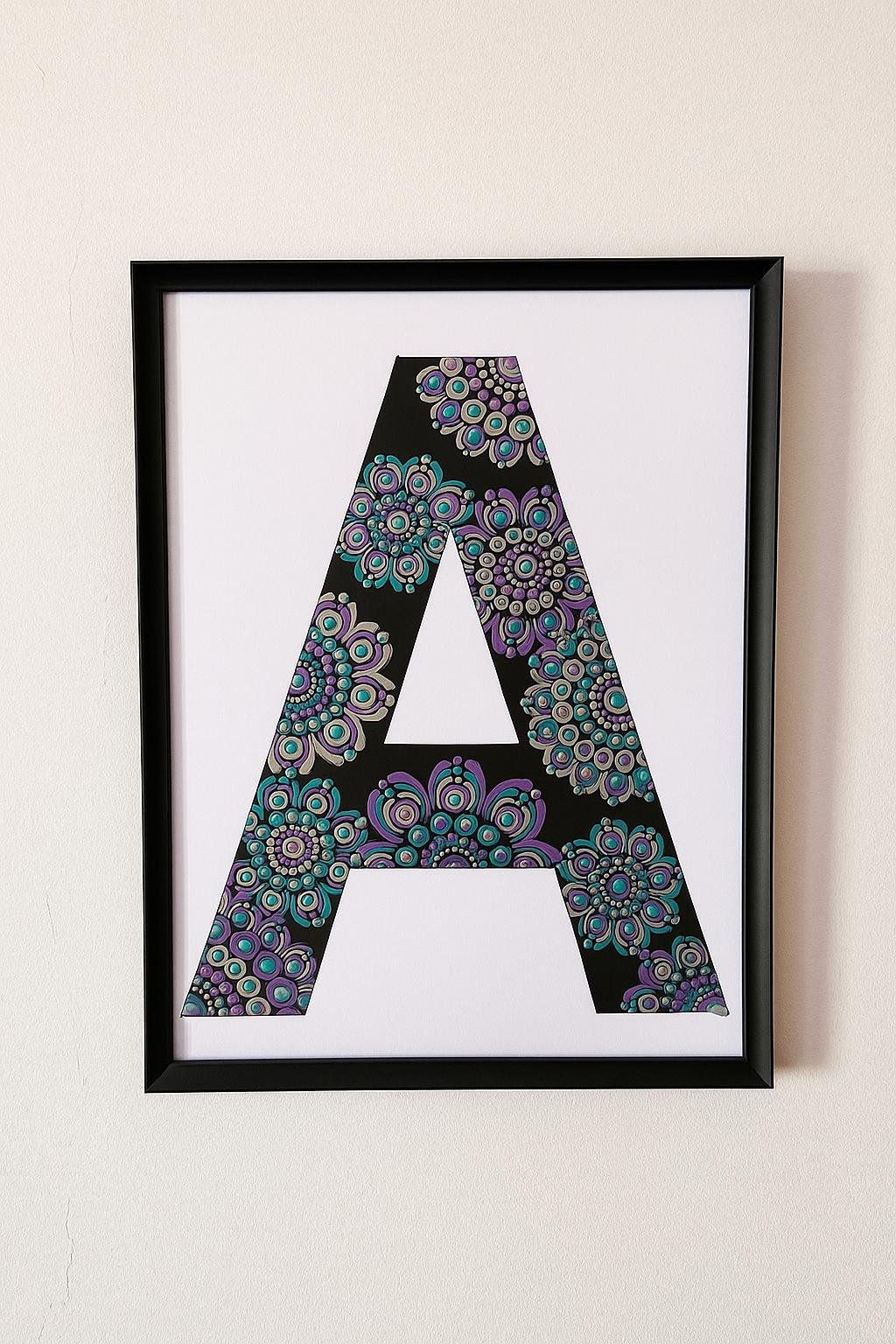 Mandala Initial Letter A - 21.5cm x 28 cm