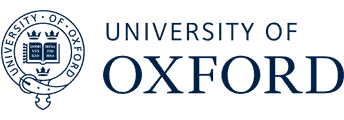 The University of Oxford logo against a dark background.