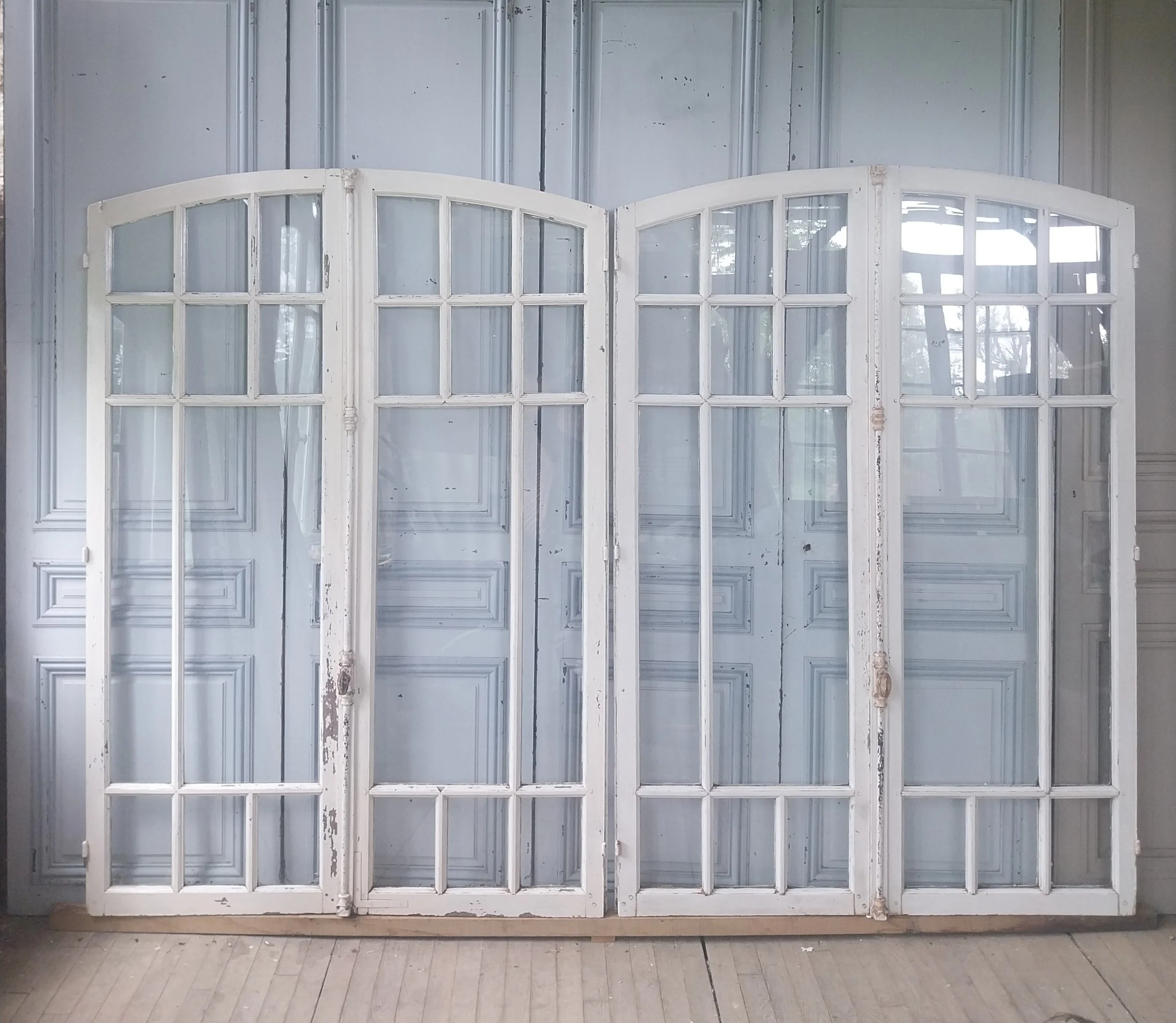 Ensemble d'Anciennes Fenêtres cintrées, Orangerie Verrière Vitrine