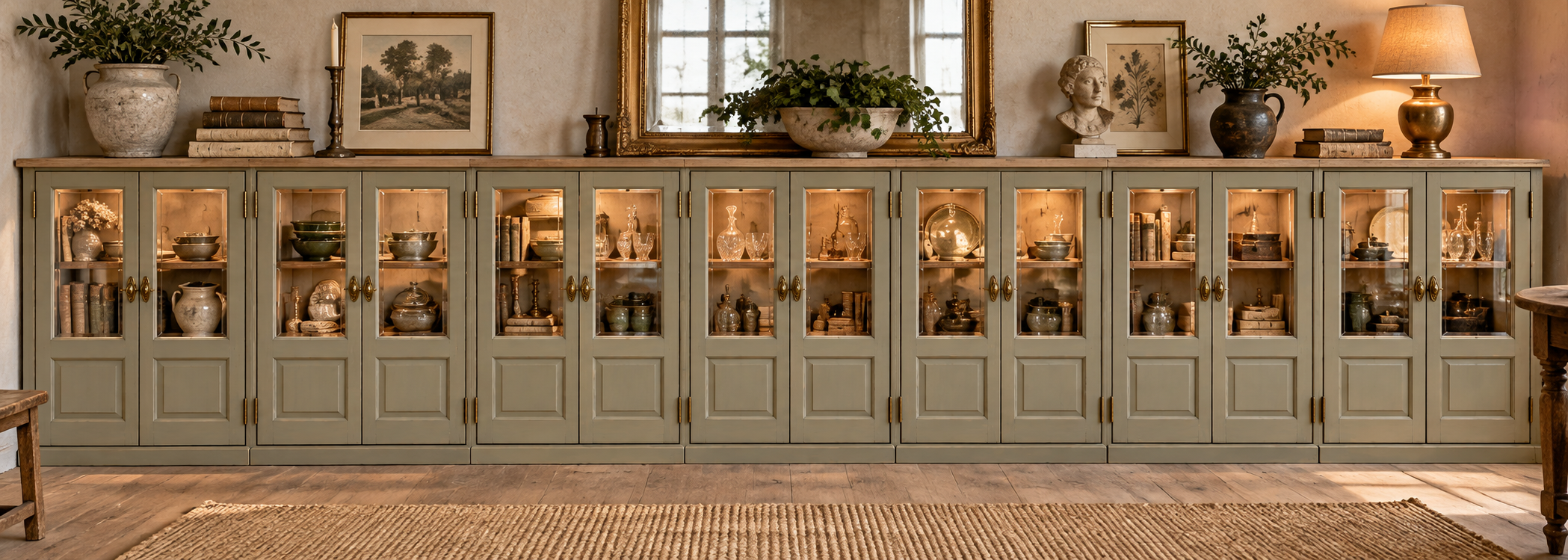 Vitrine française rustique aux sept modules sépia.png