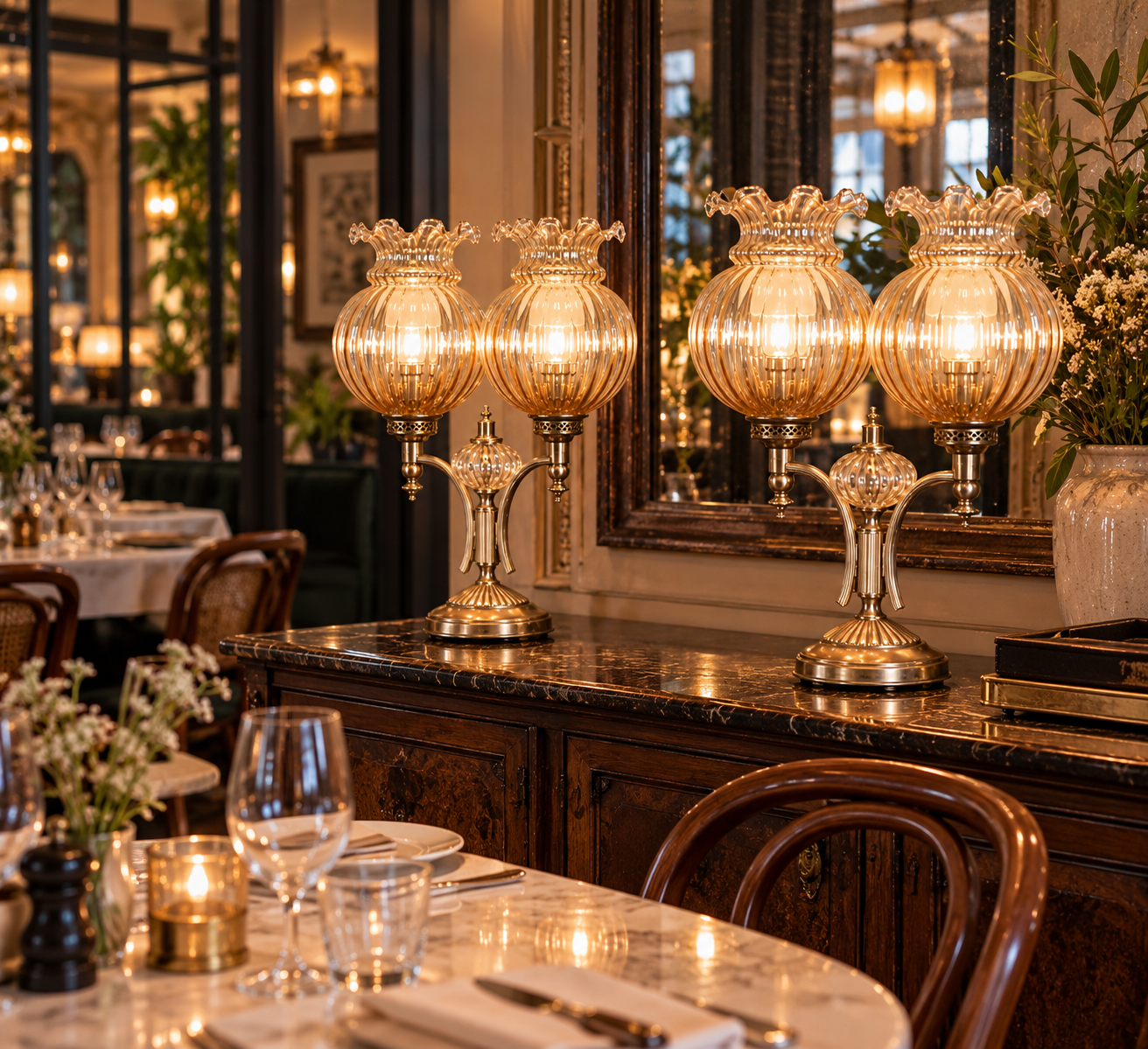Lumières dorées dans un bistrot parisien.png