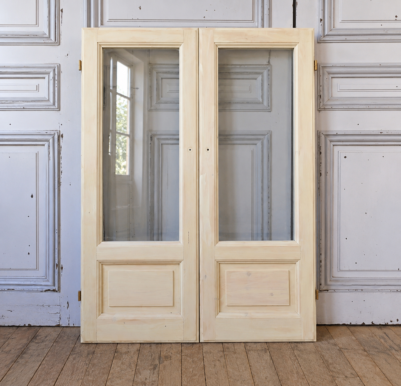 Lot de 7 paires de portes anciennes vitrées pour vitrine