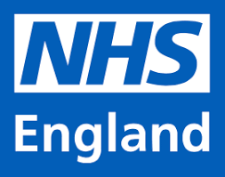 NHS England logo with blue background and white text