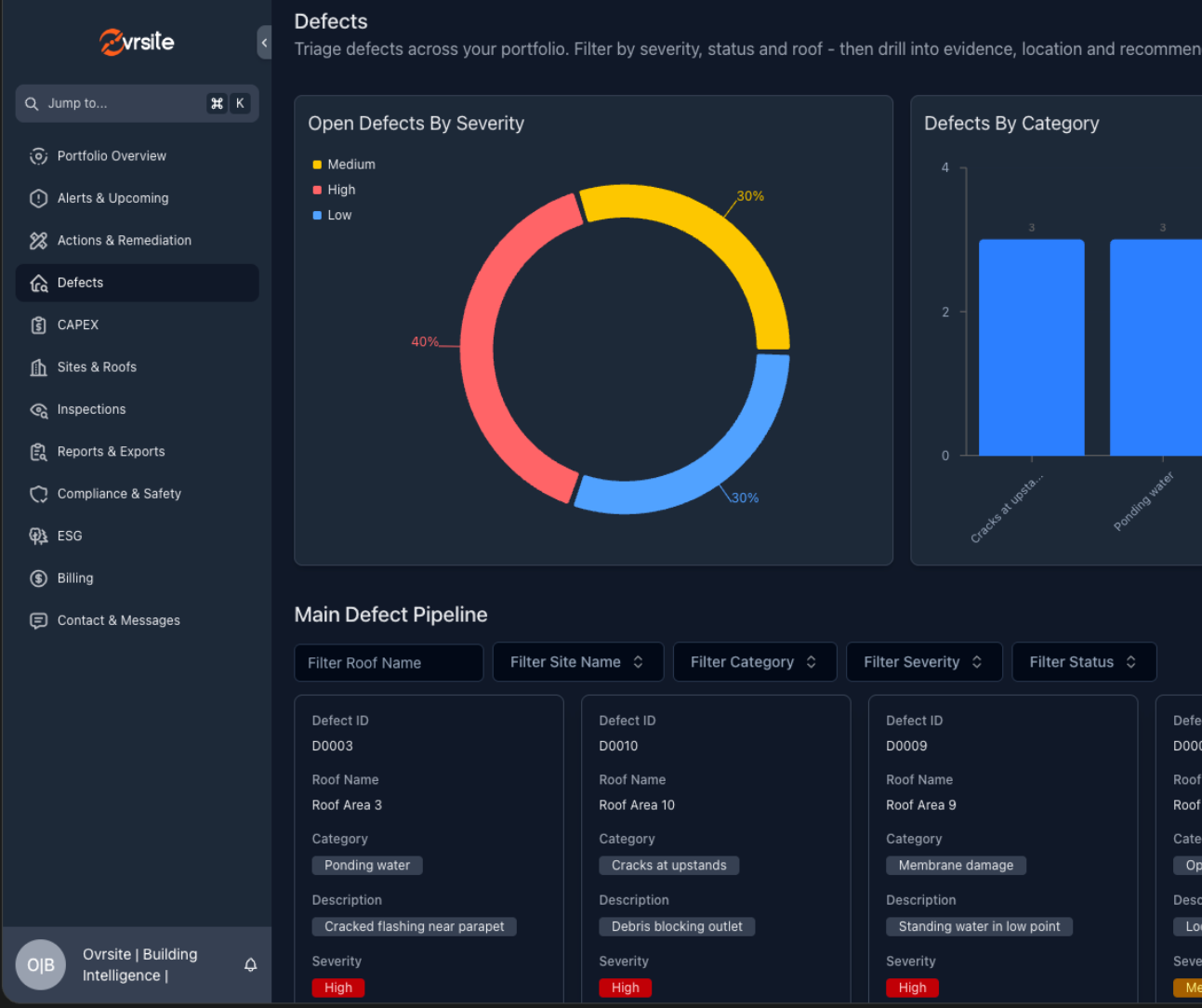 AI Defect Detection Data in Ovrsite Atlas for Roof Inspections
