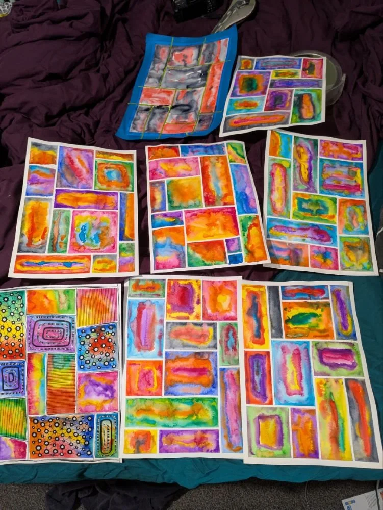 Abstract watercolour squares art idea by Michelle Still