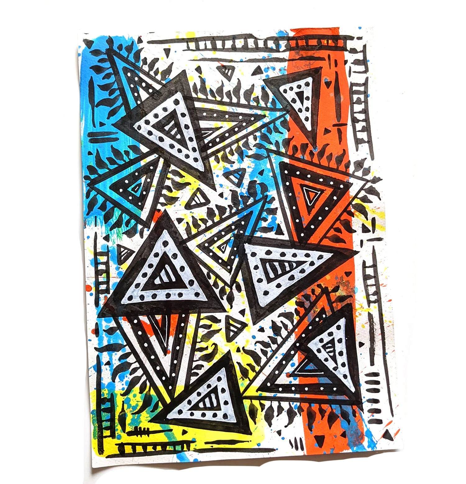 Triangles - Abstract Watercolour and Ink Piece