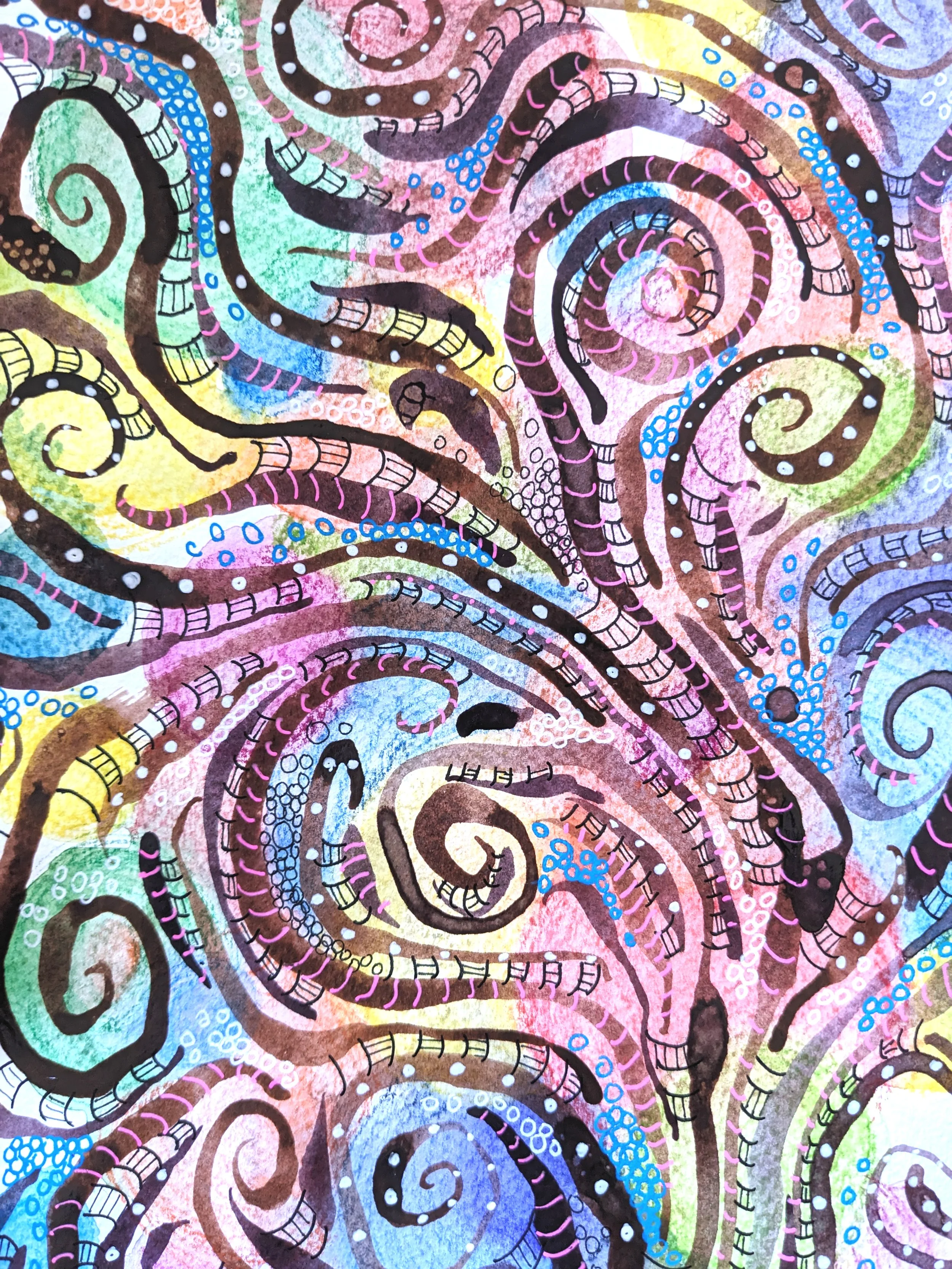 Mixing inks and brushes