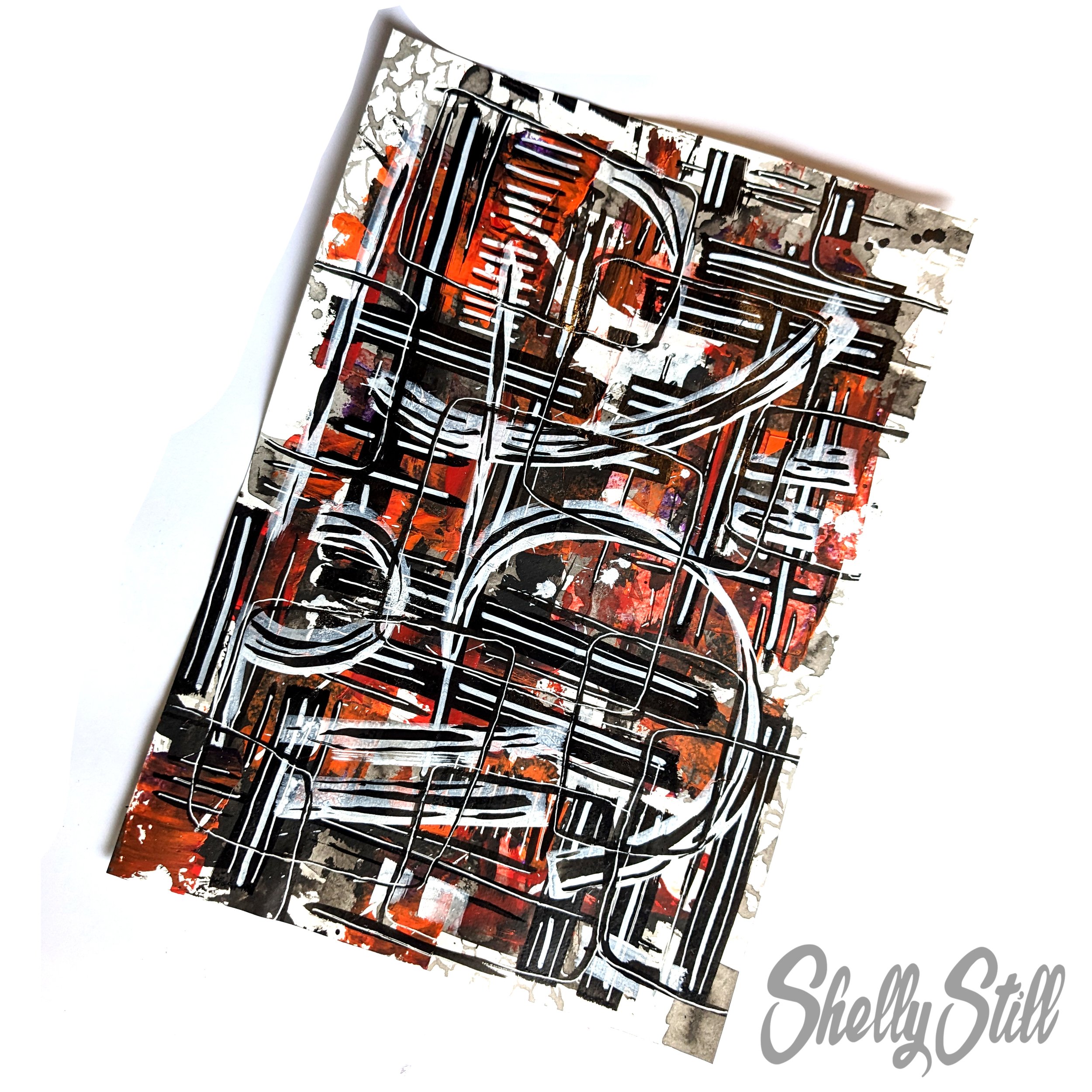 Red and Black Abstract Painting