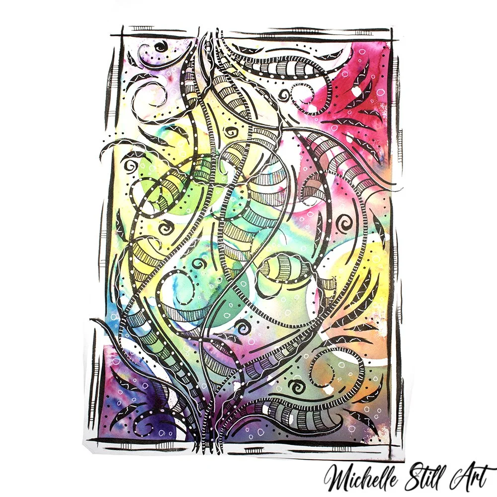 A swirly ma doodle -watercolour and ink