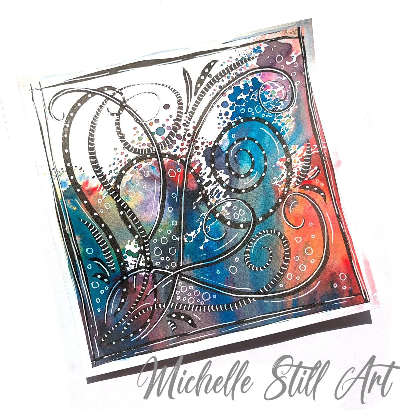 Watercolour and ink experiments with Gelplates.