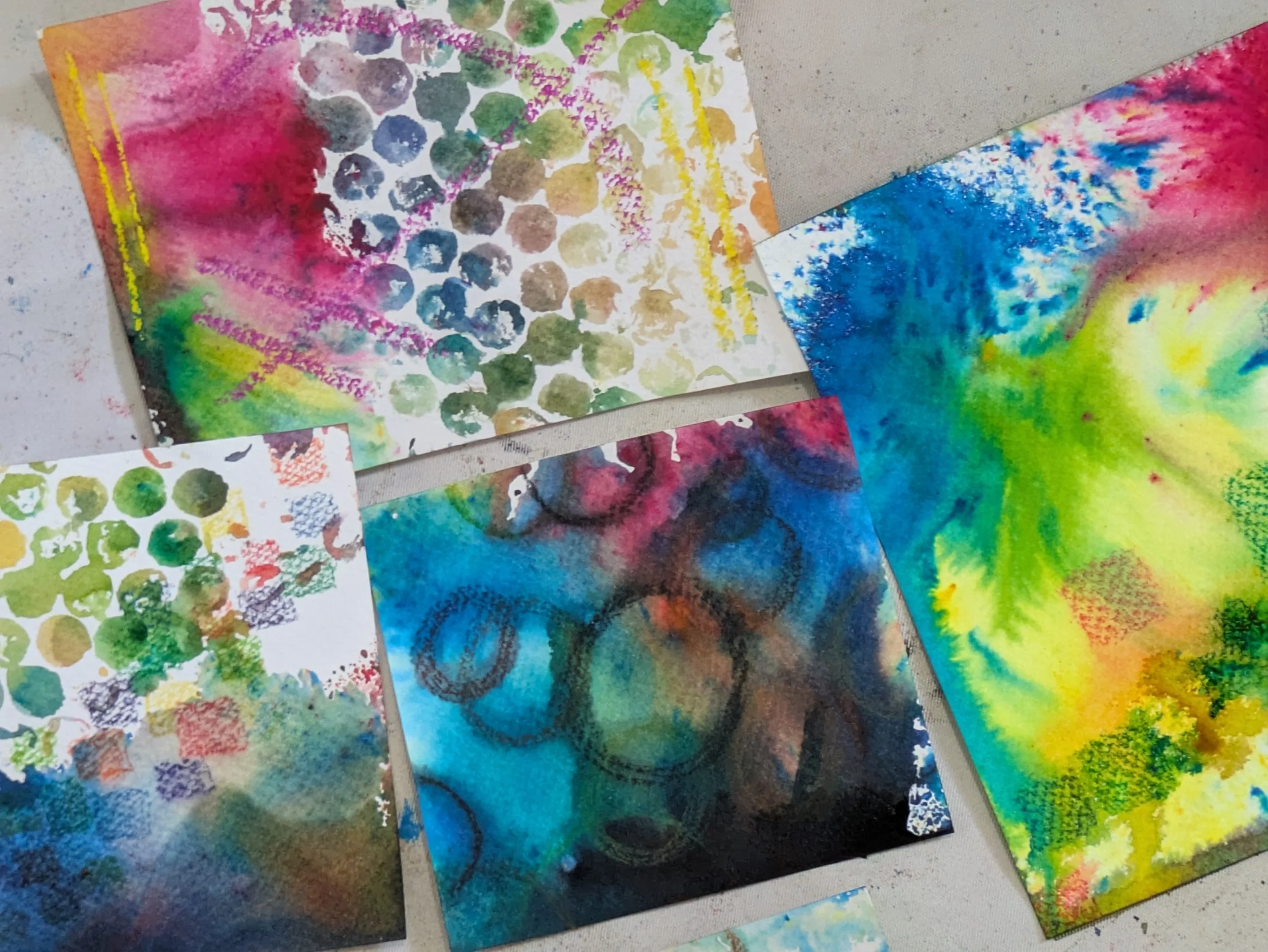 Experiments with oils, paints, pencils... The kitchen sink...