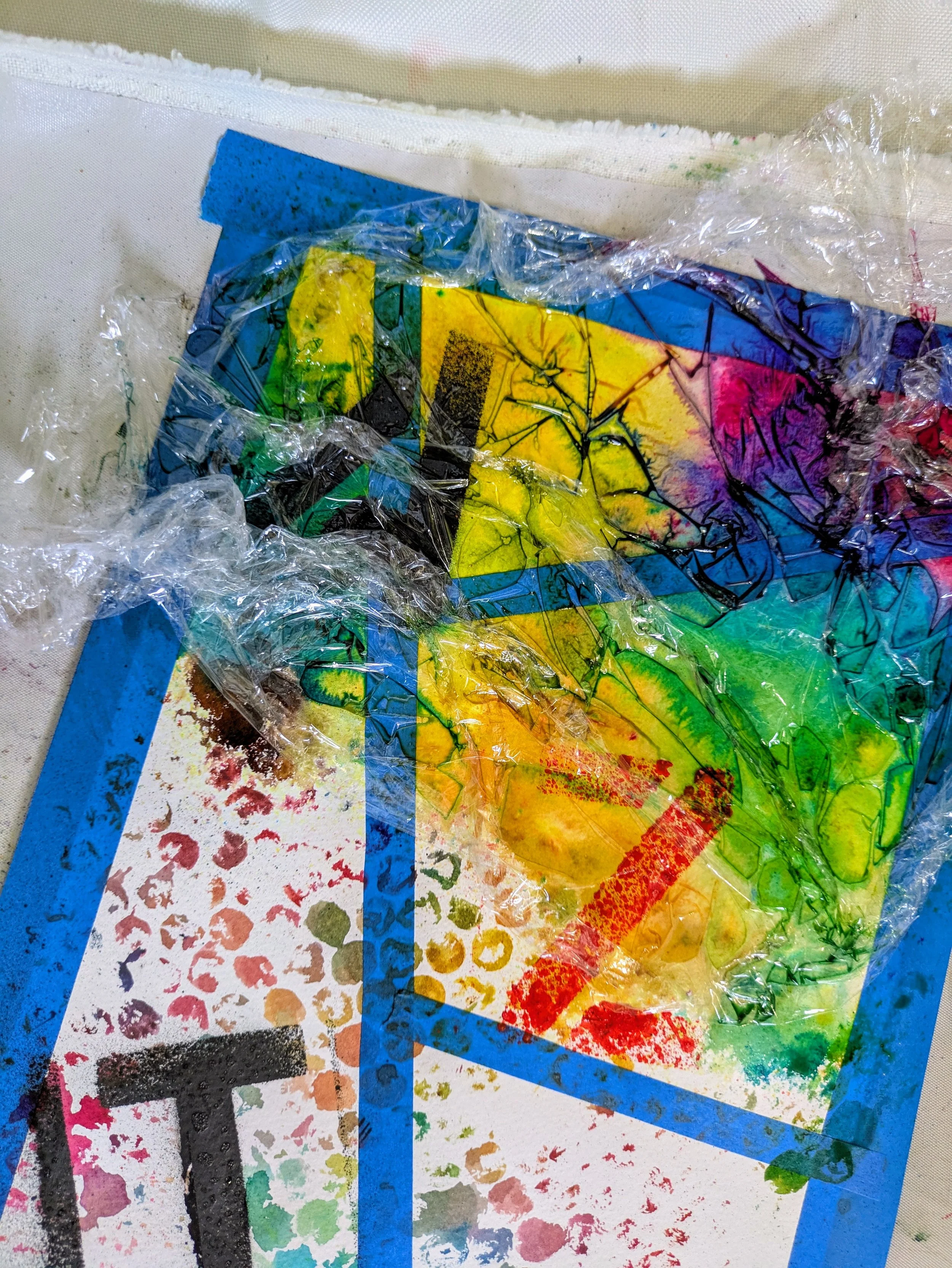 Army Stencils and Plastic Wrap