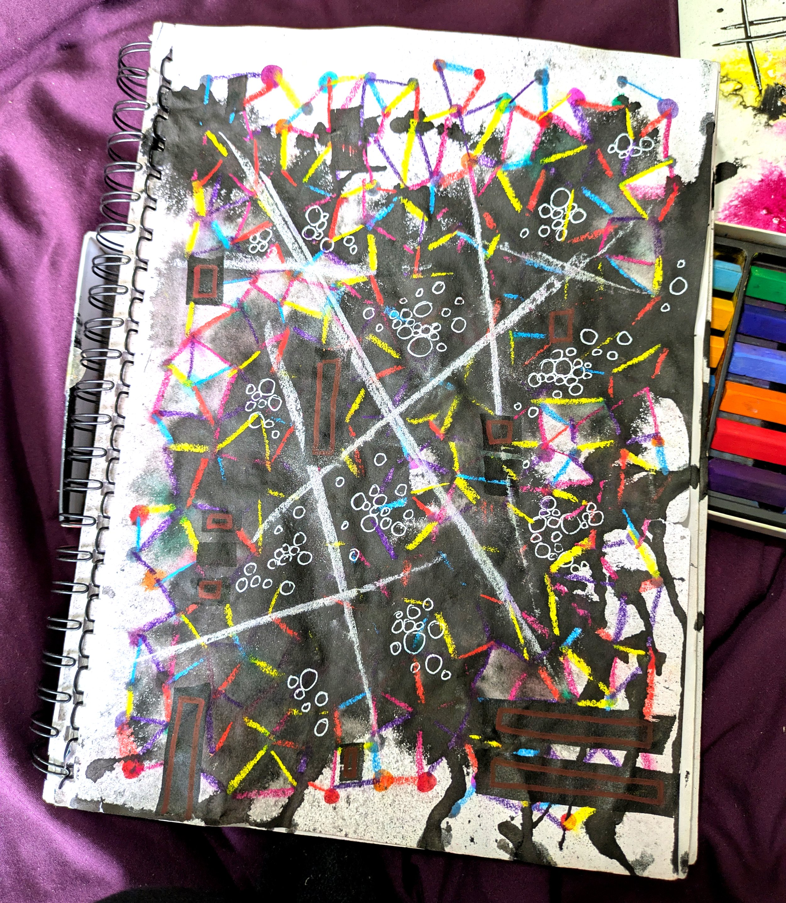 Ink and Pastel Sketchbook Art Experiment