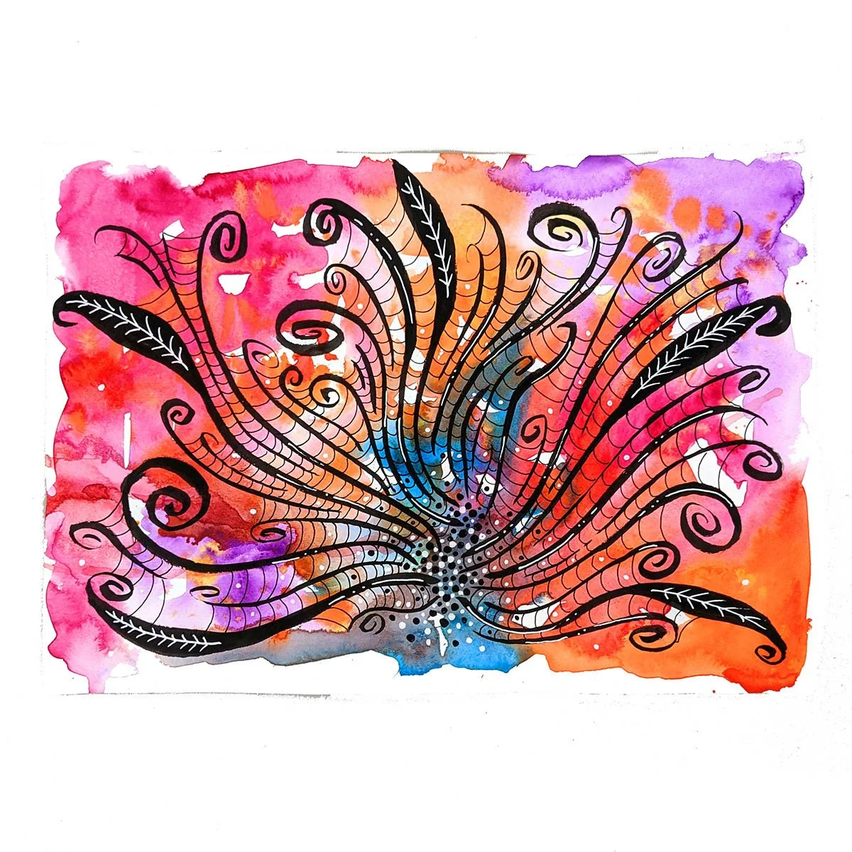 Abstract watercolour and ink artwork by Michelle Still Artist