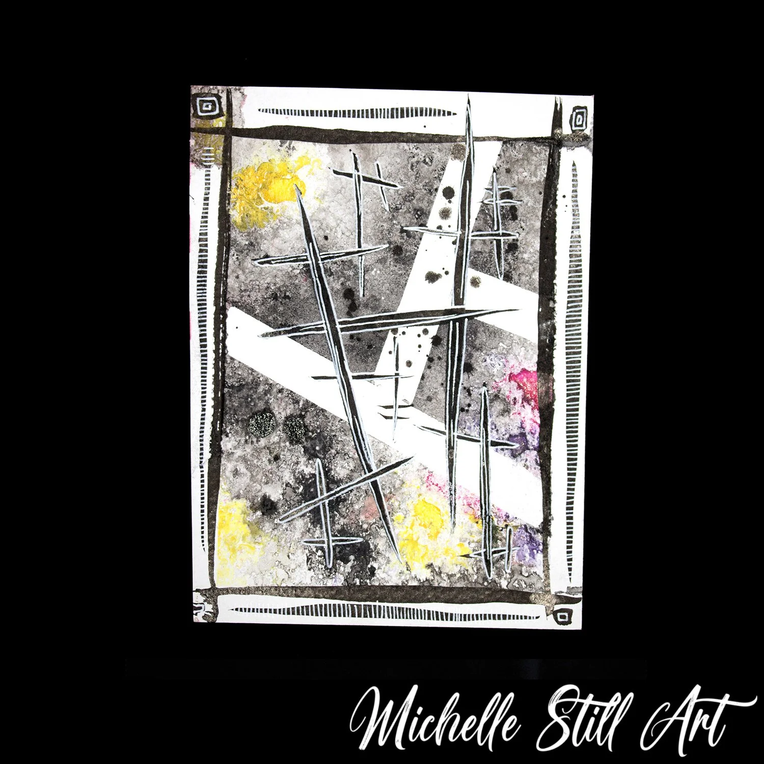Abstract artwork by Michelle Still Artist ink and watercolour