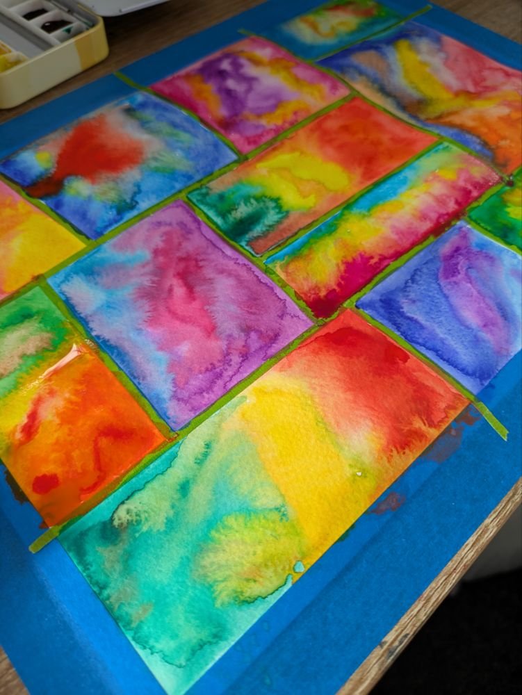 Abstract watercolour squares art idea by Michelle Still