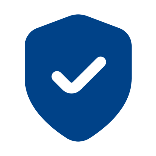 Shield with a checkmark inside, symbolizing security or protection.