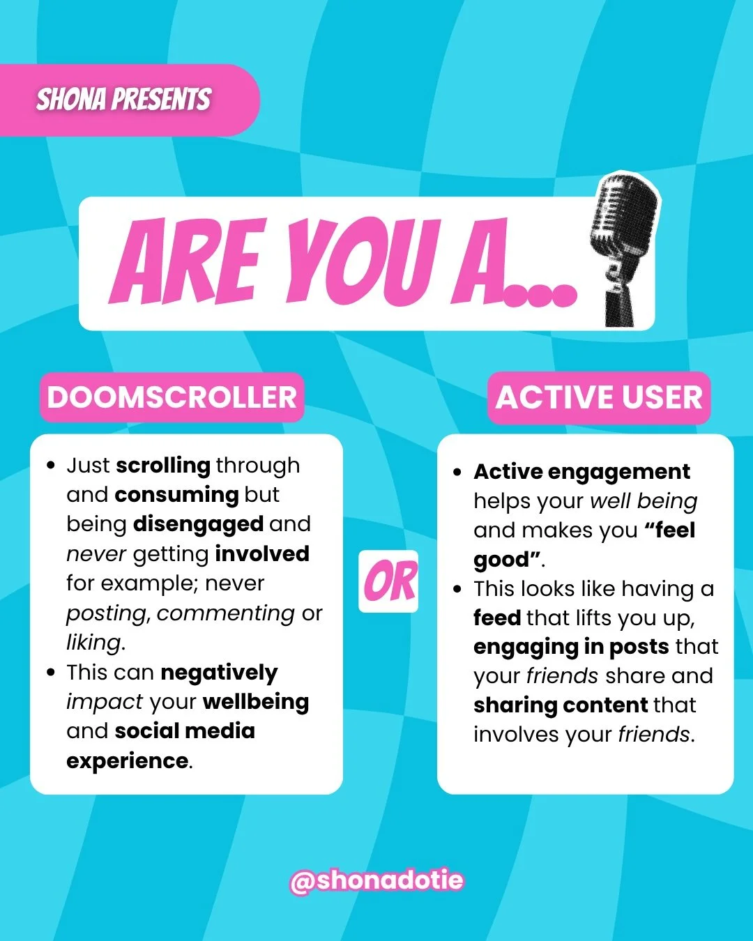 Social media is great when it helps you feel connected, supported and a little less alone💛 
Be productive with your use. 
&bull; Curate your feed. 
&bull;Follow people who lift you up. 
&bull;Notice how you feel when you scroll. 

Check out Episode 