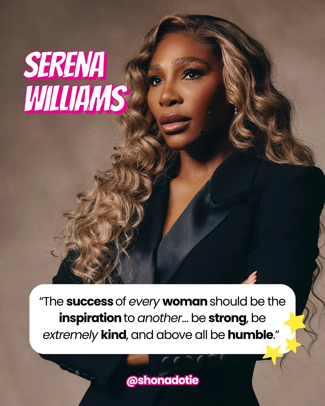 Serena Williams said it best... be strong, be kind, and stay humble💫 That kind of energy will always go far.⁠
⁠
#Serenawilliams #Powerfulwomen #Inspiration