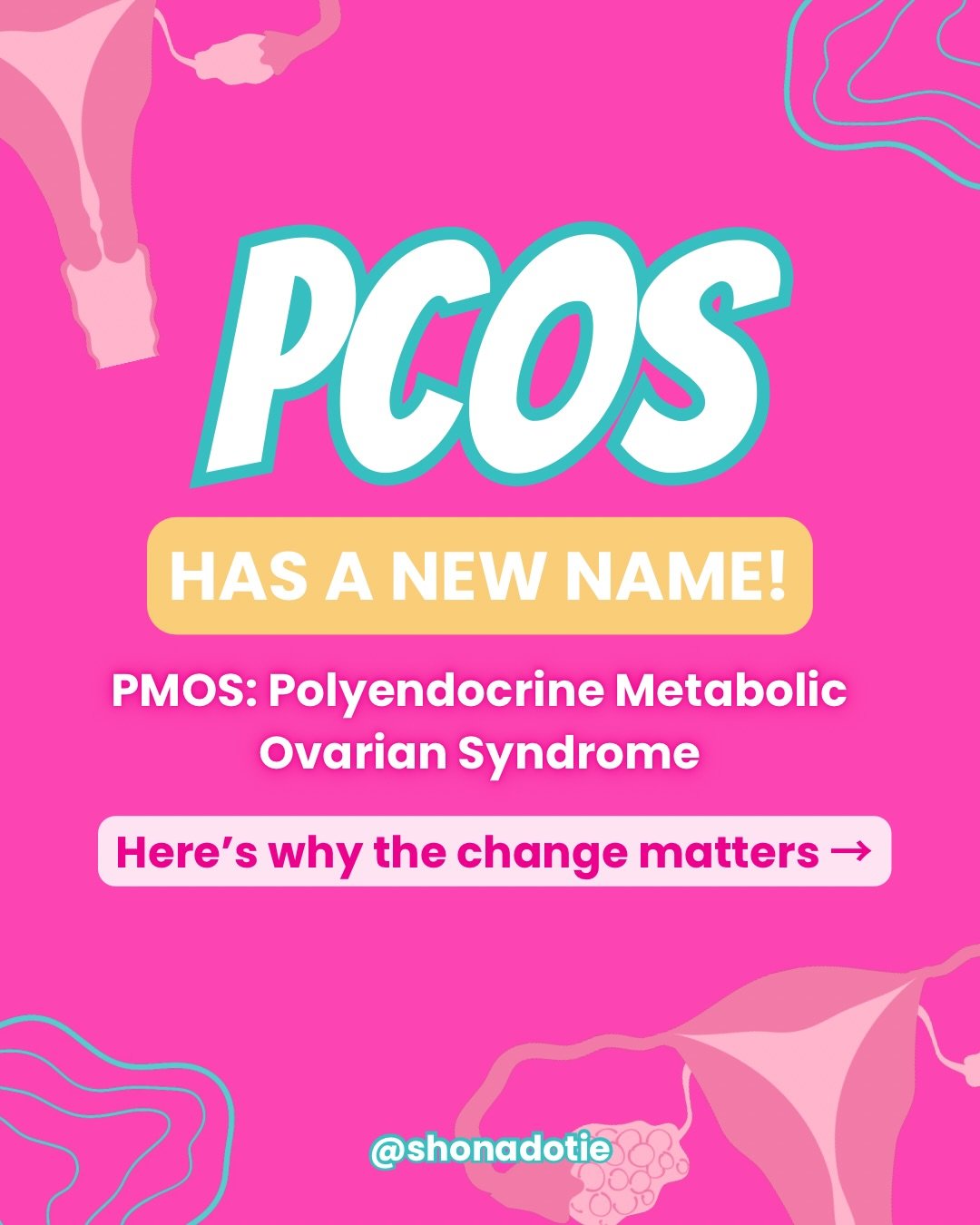 PCOS has a new name and it&rsquo;s PMOS, this is to aid diagnosis, treatment and promote women&rsquo;s health being taken seriously. Swipe to hear how ithis new name will change things for girls and women to come ! Here&rsquo;s to positive change for