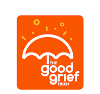 Orange square logo with a white umbrella and the text 'The Good Grief Trust'.