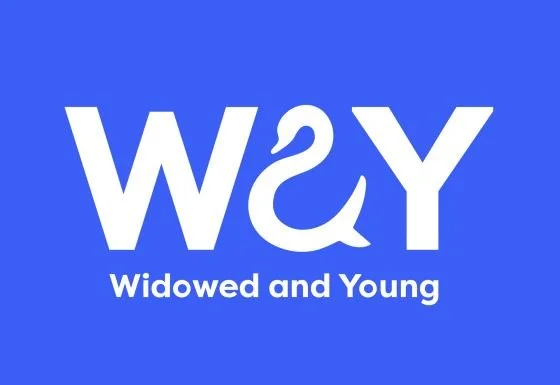 Logo with the letters W, S, and Y, and the words 'Widowed and Young' underneath, on a blue background.