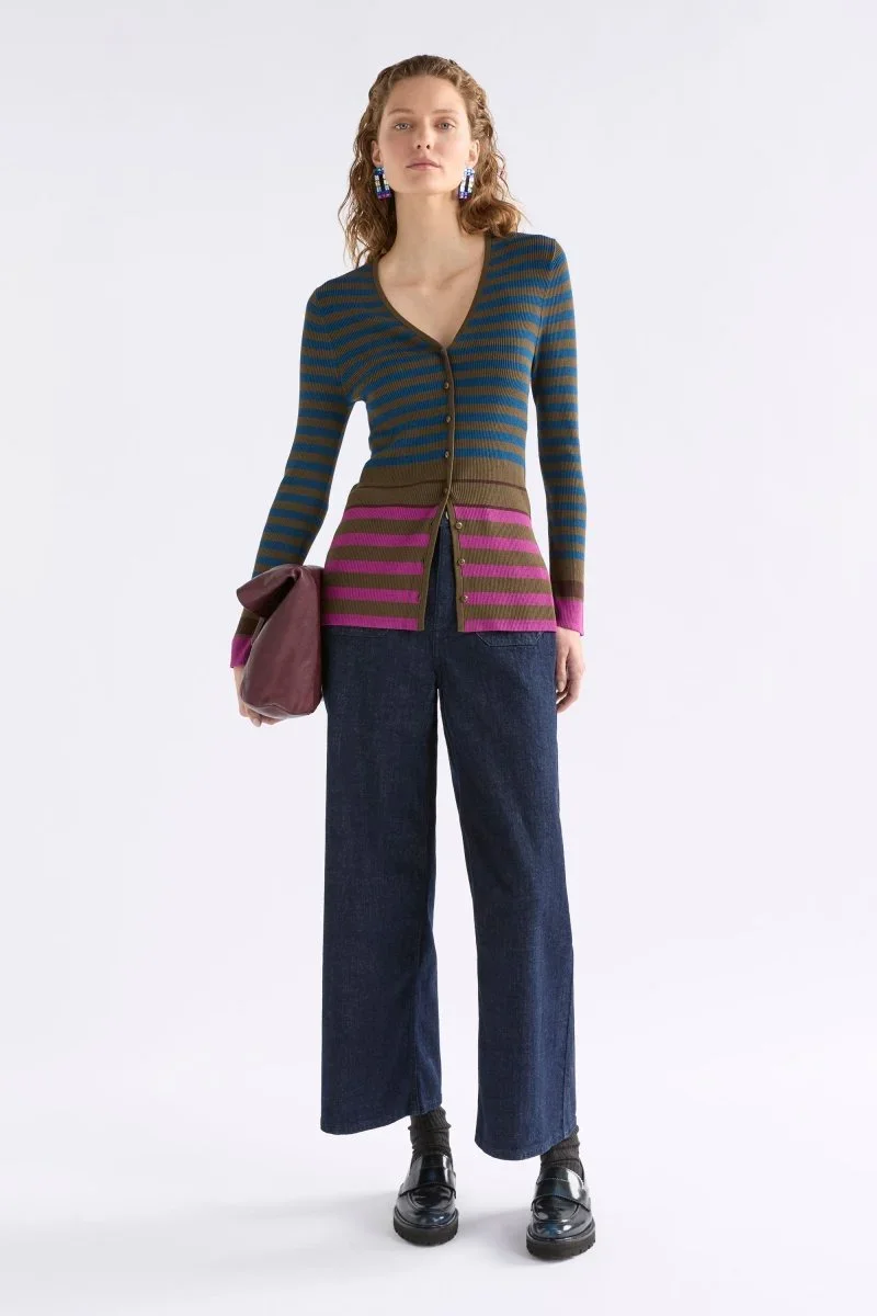 Striped cardigan, product photography