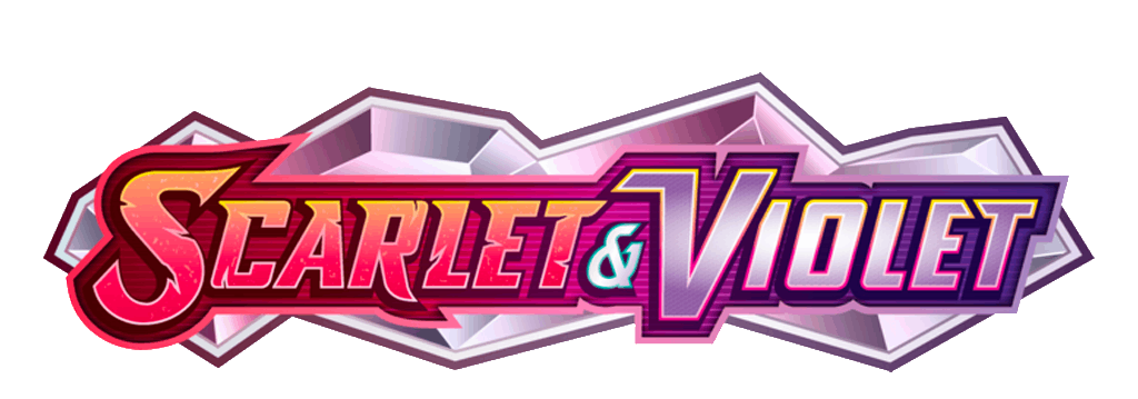 Colorful logo with the words 'Scarlet & Violet' in bold, stylized font.