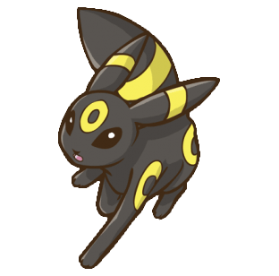 A cartoon-style creature resembling a black and yellow insect with large ears and a cute face.