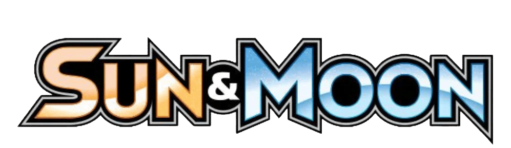 Logo for the game 'Sun & Moon' with stylized text in orange and blue, outlined in black