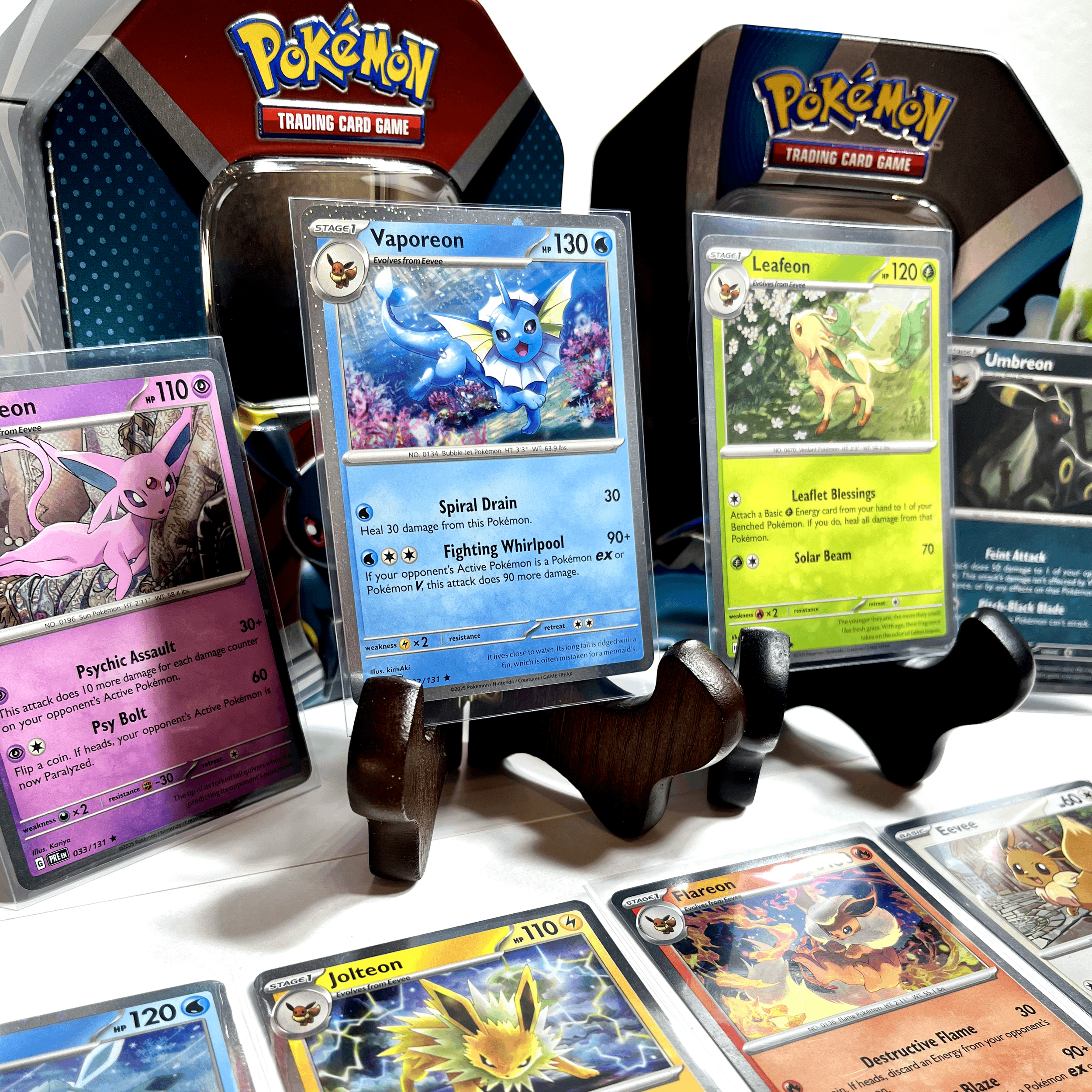 Vaporeon Heroes Tin w/ Eveelution Premium Confetti Holo Set