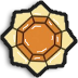 A hexagonal honeycomb structure with a honey jar in the center
