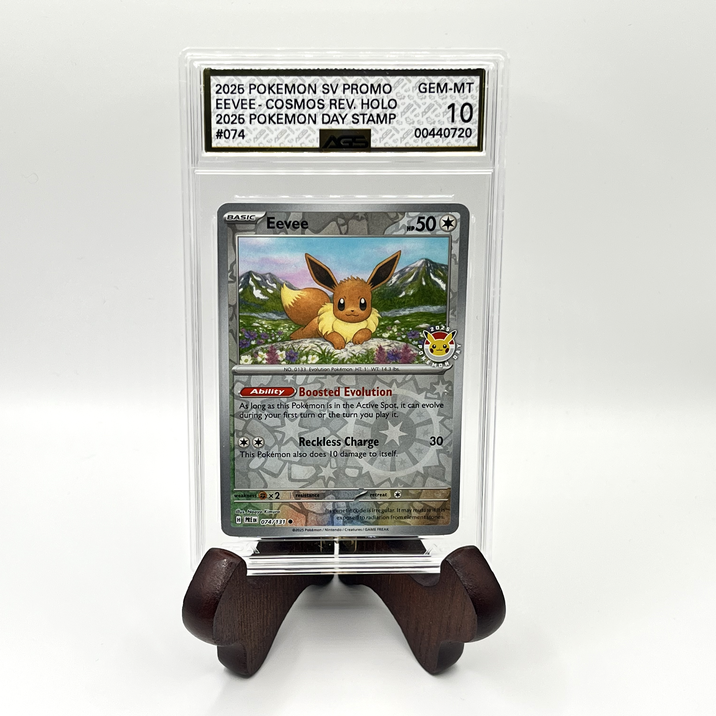 2026 Eevee Reverse Holo Pokemon Day Stamp AGS 10