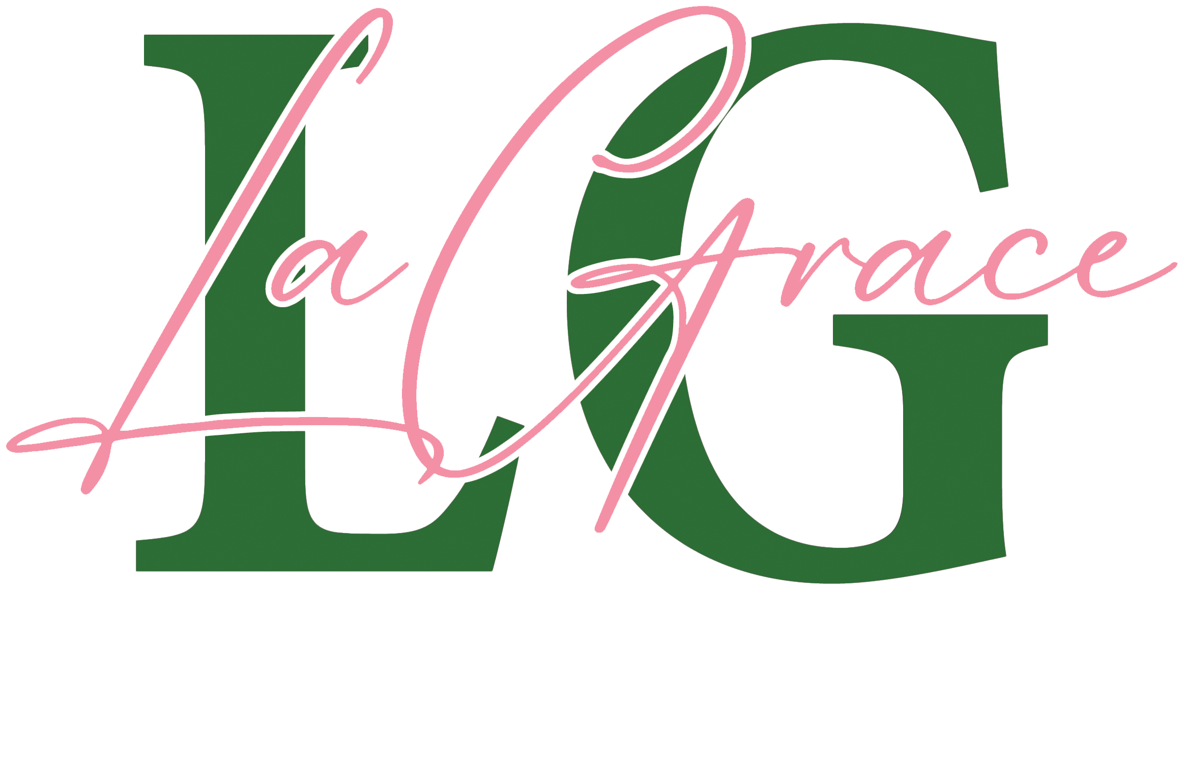 Logo with large green Greek letters Phi and Upsilon, overlaid with pink cursive text 'La Grace', and the word 'COLLECTIVE' in white capital letters below.