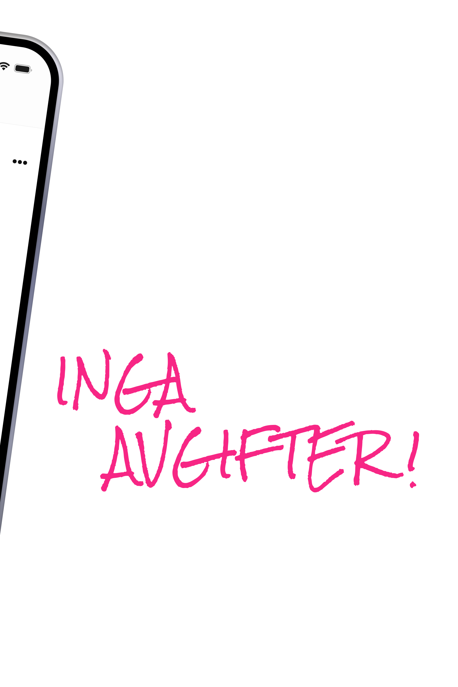 En anteckningslapp med texten 'INGA AVGIFTER!' framför en smartphone på en svart bakgrund.