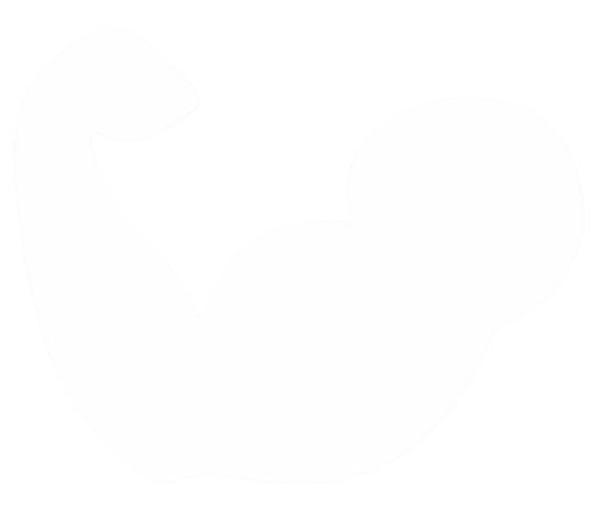 Silhouette of a flexed bicep muscle in white on a black background