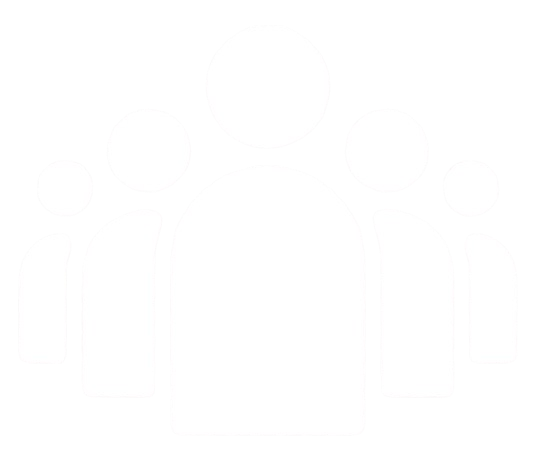Silhouette of a group of six abstract human figures standing together.