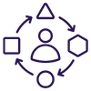 Icon of a person connected to nodes representing a network or social connection