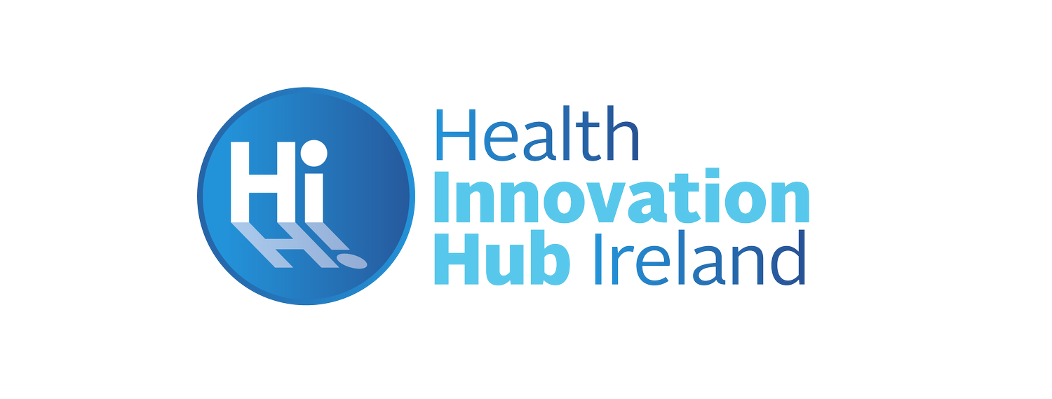 Logo for Hi Health Innovation Hub Ireland featuring a blue circle with the word Hi, and text 'Health Innovation Hub Ireland' in blue and light blue.