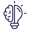 A graphic illustration of a brain combined with a lightbulb, symbolizing ideas and creativity.